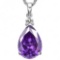 0.52 CTW AMETHYST 10K SOLID WHITE GOLD PEAR SHAPE PENDANT WITH ANCENT DIAMONDS