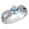 Certified 1.71 Ctw Aquamarine And Diamond Wedding/Engagement 14K White Gold Halo Ring