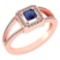 Certified 0.61 Ctw Blue Sapphire And Diamond 18k Rose Gold Halo Ring
