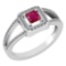 Certified 0.61 Ctw Ruby And Diamond 18k White Gold Halo Ring