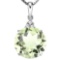 0.67 CTW GREEN AMETHYST 10K SOLID WHITE GOLD ROUND SHAPE PENDANT WITH ANCENT DIAMONDS