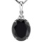 0.85 CTW BLACK SAPPHIRE 10K SOLID WHITE GOLD OVAL SHAPE PENDANT WITH ANCENT DIAMONDS