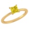 Certified 0.75 Ctw Princess Cut Fancy Yellow Diamond 18k Yellow Gold Ring