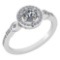 Certified 0.65 Ctw Diamond 18K White Gold Halo Ring