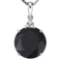 0.96 CTW BLACK SAPPHIRE 10K SOLID WHITE GOLD ROUND SHAPE PENDANT WITH ANCENT DIAMONDS