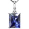 1.42 CTW CREATED TANZANITE 10K SOLID WHITE GOLD OCTWAGON SHAPE PENDANT WITH ANCENT DIAMONDS