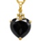 0.85 CTW BLACK SAPPHIRE 10K SOLID YELLOW GOLD HEART SHAPE PENDANT WITH ANCENT DIAMONDS