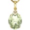 0.69 CTW GREEN AMETHYST 10K SOLID YELLOW GOLD OVAL SHAPE PENDANT WITH ANCENT DIAMONDS