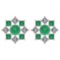 Certified 1.46 Ctw Emerald And Diamond 18k Rose Gold Halo Stud Earring