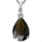 0.54 CTW SMOKEY 10K SOLID WHITE GOLD PEAR SHAPE PENDANT WITH ANCENT DIAMONDS