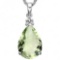 0.68 CTW GREEN AMETHYST 10K SOLID WHITE GOLD PEAR SHAPE PENDANT WITH ANCENT DIAMONDS