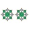 Certified 1.46 Ctw Emerald And Diamond 18k Yellow Gold Halo Stud Earring