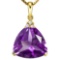 0.53 CTW AMETHYST 10K SOLID YELLOW GOLD TRILLION SHAPE PENDANT WITH ANCENT DIAMONDS