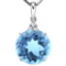 1.0 CTW SKY BLUE TOPAZ 10K SOLID WHITE GOLD ROUND SHAPE PENDANT WITH ANCENT DIAMONDS