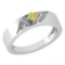 Certified 0.19 Ctw Treated Fancy Yellow Diamond 14K White Gold Halo Ring