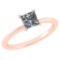 Certified 0.75 Ctw Princess Cut Diamond 18k Rose Gold Ring