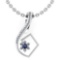 Certified 0.58 Ctw Blue Sapphire And Diamond 14k White Gold Halo Pendant