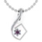 Certified 0.58 Ctw Amethyst And Diamond 14k White Gold Halo Pendant