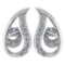 Certified 0.17 Ctw Diamond 18K White Gold Halo Stud leaf Earring