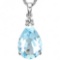0.68 CTW SKY BLUE TOPAZ 10K SOLID WHITE GOLD PEAR SHAPE PENDANT WITH ANCENT DIAMONDS