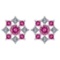 Certified 1.46 Ctw Pink Tourmaline And Diamond 18k White Gold Halo Stud Earring