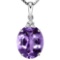 0.69 CTW AMETHYST 10K SOLID WHITE GOLD OVAL SHAPE PENDANT WITH ANCENT DIAMONDS