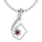 Certified 0.58 Ctw Ruby And Diamond 14k White Gold Halo Pendant