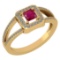 Certified 0.61 Ctw Ruby And Diamond 18k Yellow Gold Halo Ring