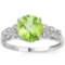 2.17 CTW GENUINE PERIDOT AND DIAMOND IN 14KT SOLID WHITE GOLD RING