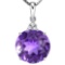 0.67 CTW AMETHYST 10K SOLID WHITE GOLD ROUND SHAPE PENDANT WITH ANCENT DIAMONDS