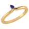 Certified 0.23 Ctw Genuine Blue Sapphire 14K Yellow Gold Ring