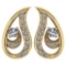 Certified 0.17 Ctw Diamond 18K Yellow Gold Halo Stud leaf Earring