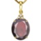1.02 CTW GARNET 10K SOLID YELLOW GOLD OVAL SHAPE PENDANT WITH ANCENT DIAMONDS