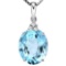 0.81 CTW SKY BLUE TOPAZ 10K SOLID WHITE GOLD OVAL SHAPE PENDANT WITH ANCENT DIAMONDS