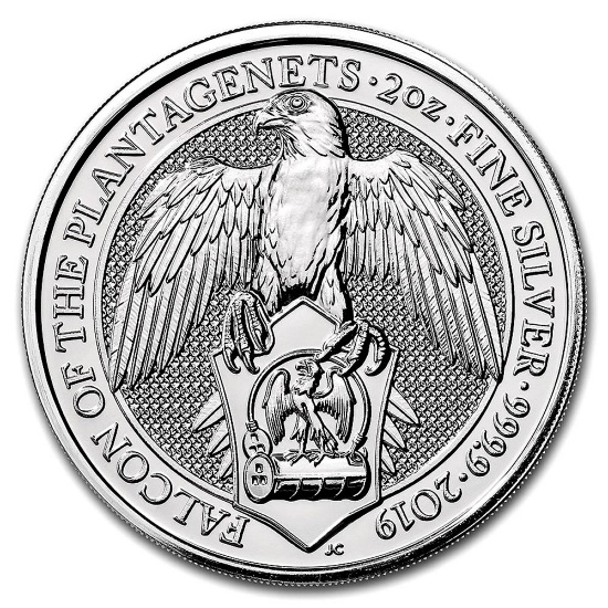 2019 2 oz British Silver Queen?s Beast Falcon Coin (BU)