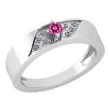 Certified 0.19 Ctw Pink Tourmaline And Diamond 14K White Gold Halo Ring