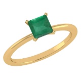 Certified 0.75 Ctw Emerlad 18k Yellow Gold Ring