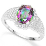 .925 STERLING SILVER 1.84 CTW MYSTIC GEMSTONE & DIAMOND COCKTAIL RING