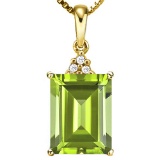 0.81 CTW PERIDOT 10K SOLID YELLOW GOLD OCTWAGON SHAPE PENDANT WITH ANCENT DIAMONDS
