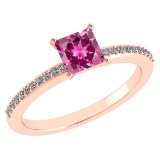 Certified 0.86 Ctw Pink Tourmaline And Diamond 18k Rose Halo Gold Ring