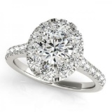 CERTIFIED 18KT WHITE GOLD 1.51 CTW G-H/VS-SI1 DIAMOND HALO ENGAGEMENT RING