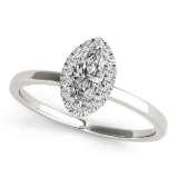 CERTIFIED 18KT WHITE GOLD 0.90 CTW G-H/VS-SI1 DIAMOND HALO ENGAGEMENT RING