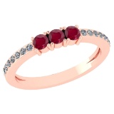 Certified 0.23 Ctw Ruby And Diamond 18k Rose Gold Halo Ring