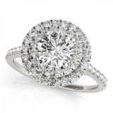 CERTIFIED 14KT WHITE GOLD 1.22 CTW G-H/VS-SI1 DIAMOND HALO ENGAGEMENT RING
