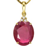 0.94 CTW RUBY 10K SOLID YELLOW GOLD OVAL SHAPE PENDANT WITH ANCENT DIAMONDS