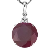 1.19 CTW RUBY 10K SOLID WHITE GOLD ROUND SHAPE PENDANT WITH ANCENT DIAMONDS