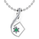Certified 0.58 Ctw Emerald And Diamond 14k White Gold Halo Pendant