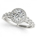 CERTIFIED 18KT WHITE GOLD 1.26 CTW G-H/VS-SI1 DIAMOND HALO ENGAGEMENT RING