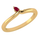 Certified 0.23 Ctw Genuine Ruby 14K Yellow Gold Ring