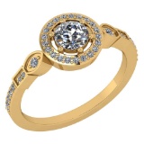 Certified 0.65 Ctw Diamond 18K Yellow Gold Halo Ring